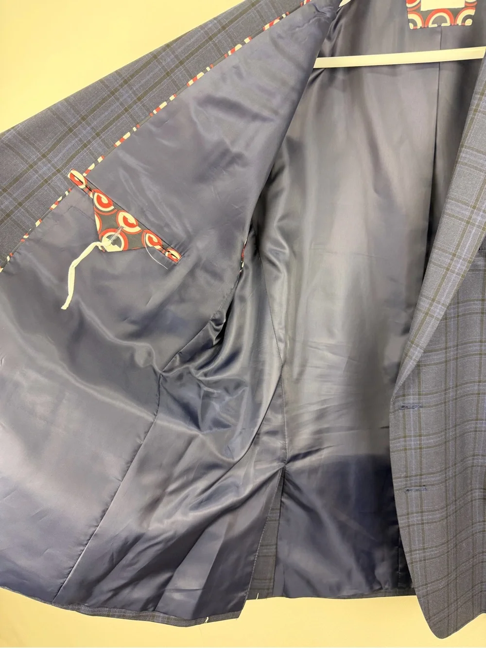Ben Sherman Blue Plaid Sport Coat Blazer 48R Mod Slim Fit NWOT
